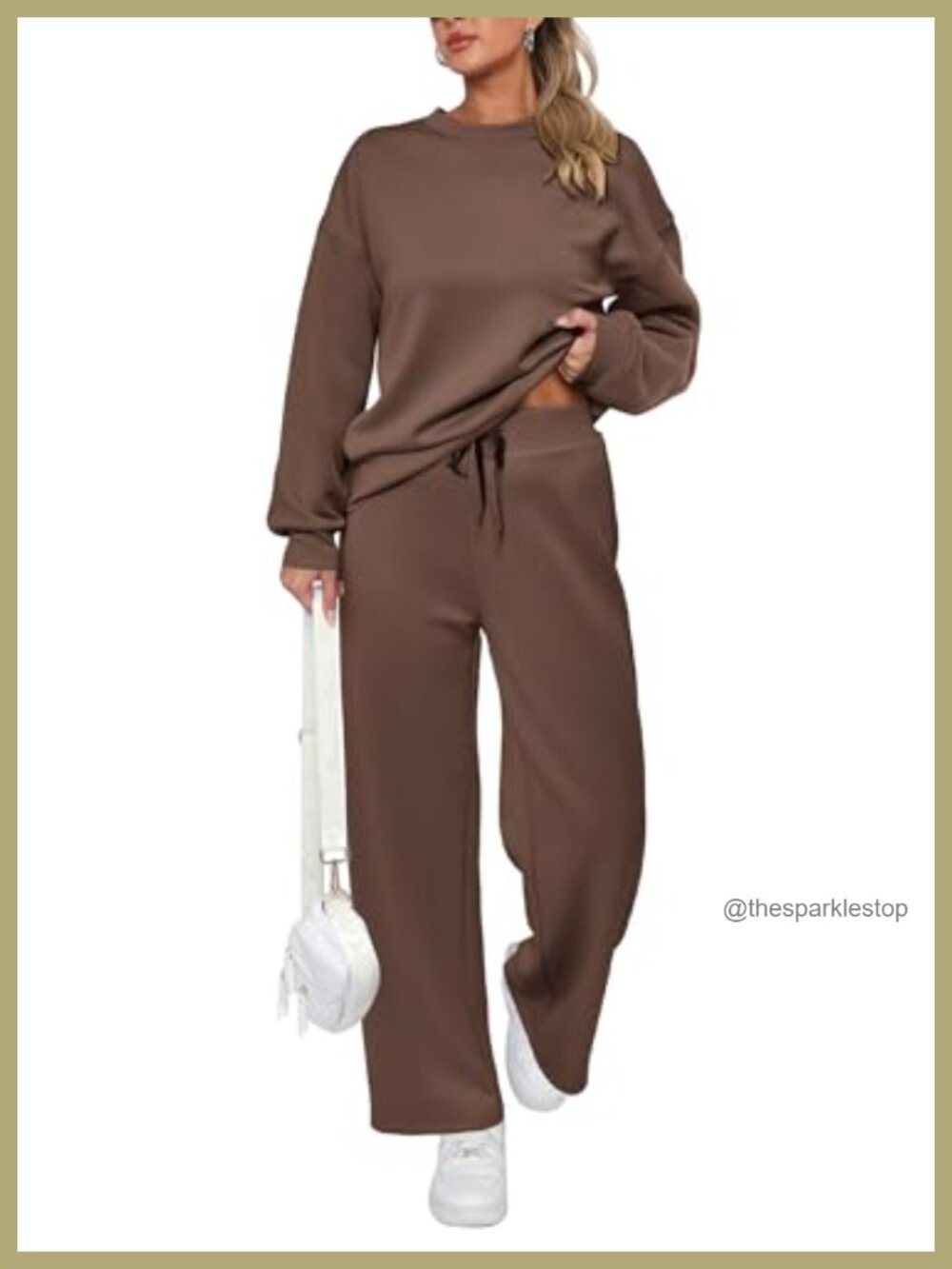 Women's 2 Piece Sweatsuit Set Long Sleeve Pullover Wide Leg Pants Lounge